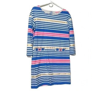 Lilly Pulitzer Lapis Blue Tiki Stripe Lena 3/4 Sleeve Dress
